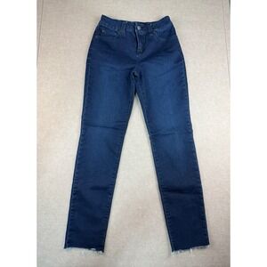 Miraclebody Jeans Women's Size 4‎ Dark Wash Skinny Leg Raw Hem Altered Waistband